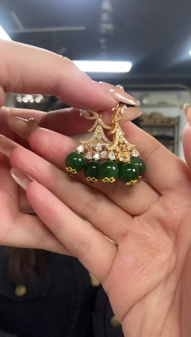 【闪购商品】和田玉耳饰银S925镶嵌多样性发其一颜色微差