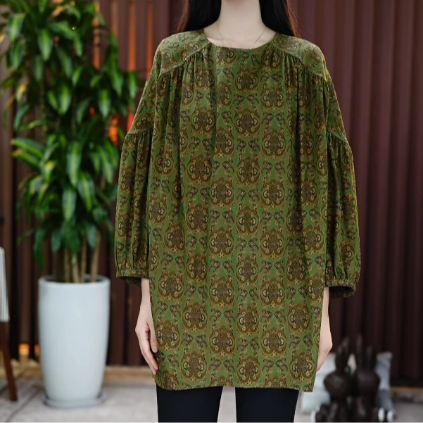 【金禧禧服饰】牛油果绿香云纱上衣LV24059