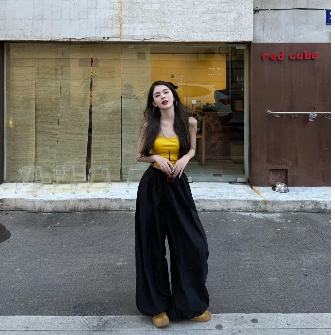 2025夏季新款时尚套装气质显瘦洋气休闲百搭外穿吊带背心宽松长裤