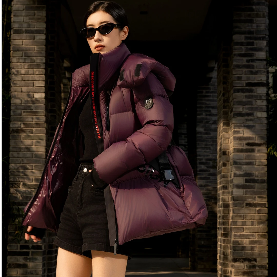 90鹅绒服短款加厚休闲连帽保暖羽绒服-785210