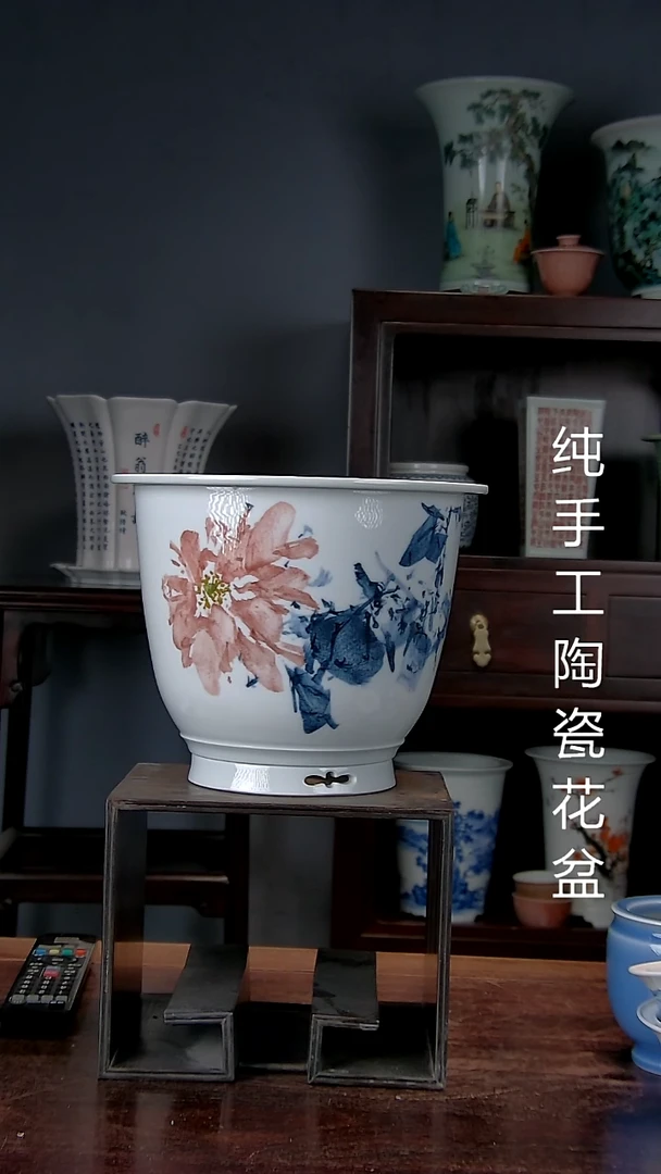 景德镇陶瓷 手工花盆