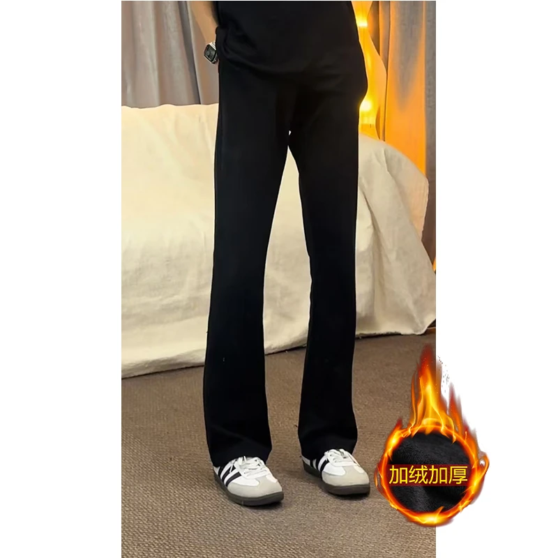 美式cleanfit弯刀黑色西裤男士秋季垂坠感高级感裤显瘦直筒微喇裤