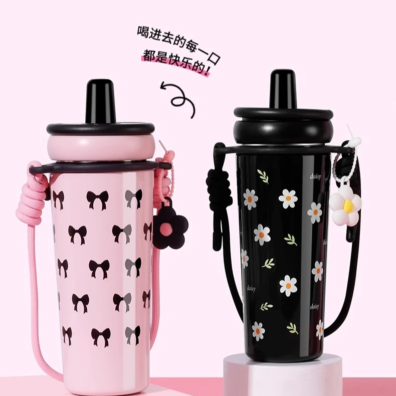 【晶晶乱炸拼手速】斯凯吸管保温杯喷陶瓷316不锈钢便携大容量水杯