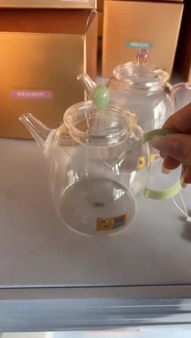 手工艺品玻璃禾器宴臣壶浅玉色