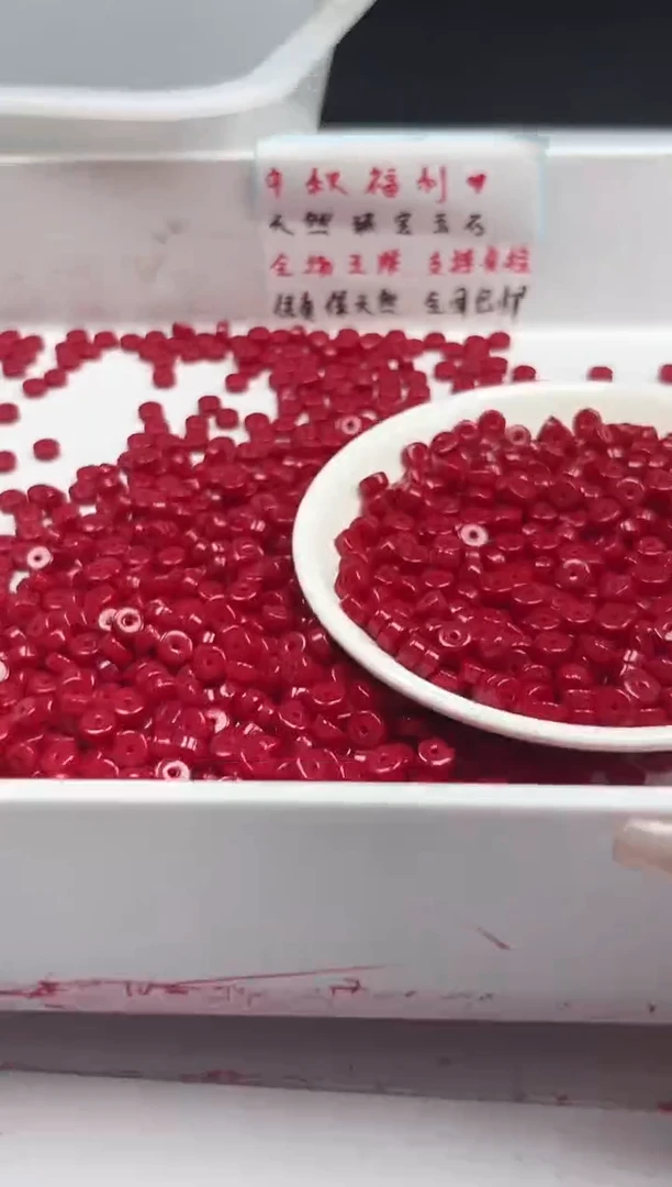 颈饰未镶嵌南红玛瑙W3023高品锦红直切算盘6*3MM*50颗