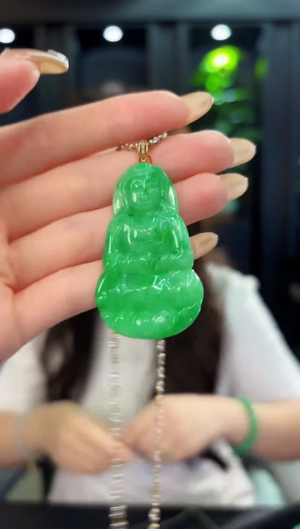 翡翠18K金镶嵌吊坠(不含链) 缅料A货/支持复检/一件