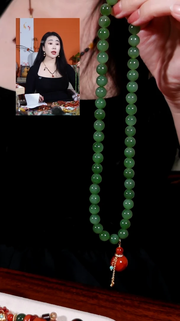 银S925镶嵌碧玉南红玛瑙项链