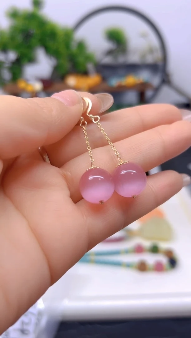 【闪购商品】碧玺猫眼耳饰14K金镶嵌耳饰E629