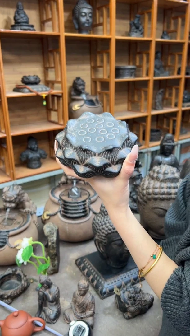 陶土【火山泥】莲蓬实心底座