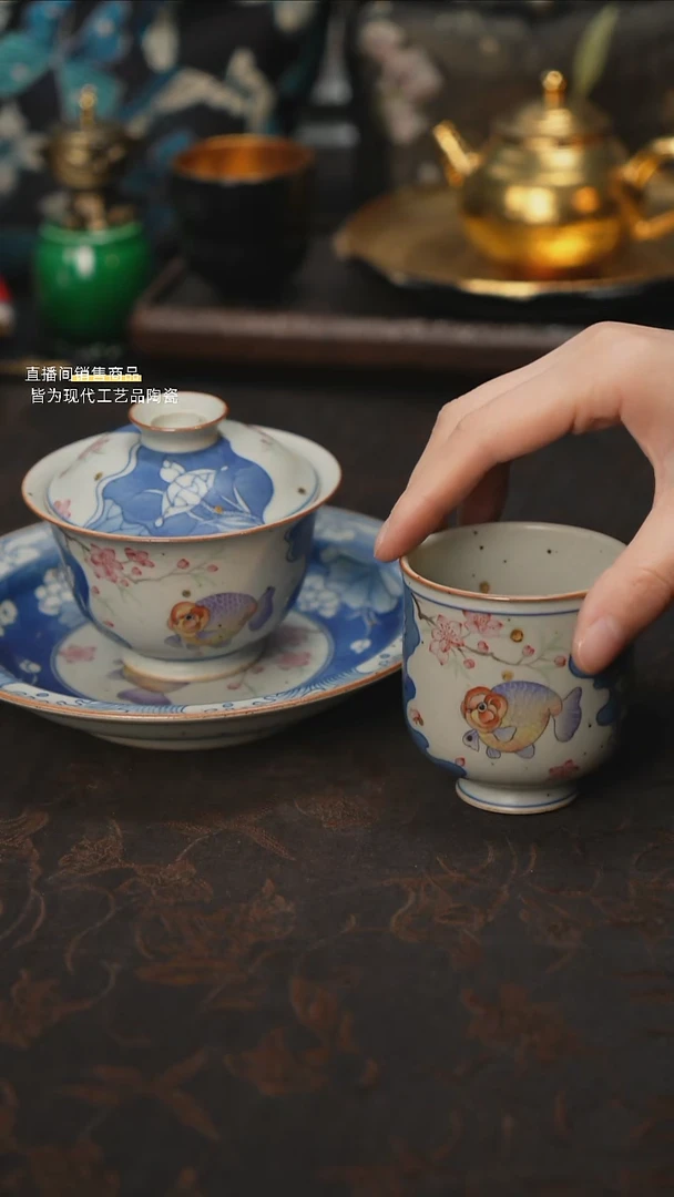 杯景德镇陶瓷杯碗柴烧多人