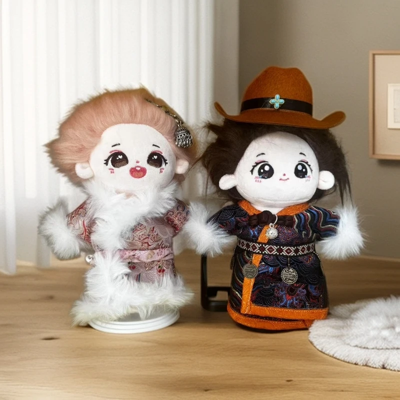 纯手工定制民族服饰棉花娃娃可拆卸娃衣