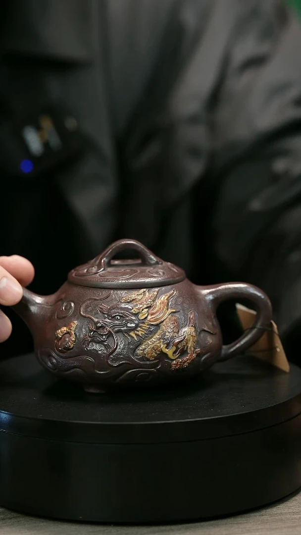 茶壶紫砂墨*H1330韩传杰紫泥游龙石瓢