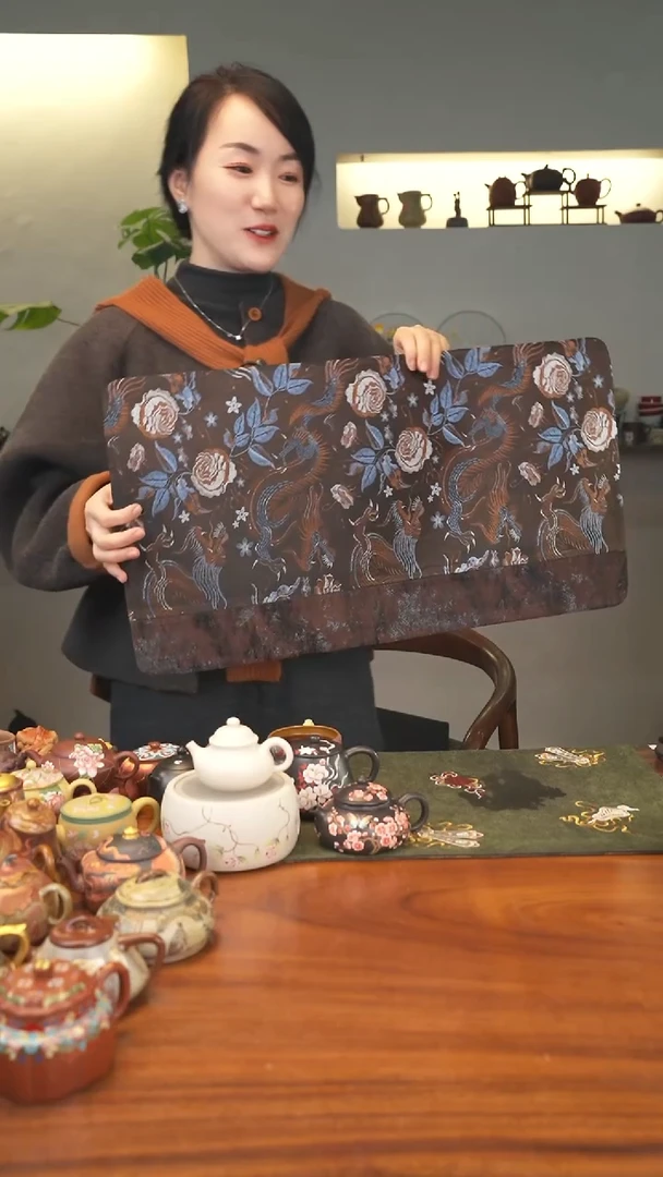 茶壶紫砂蓝玫瑰茶席