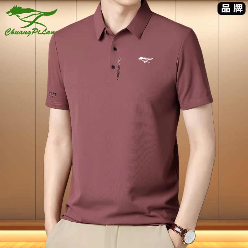 品牌男士休闲短袖polo衫夏季新款中年商务翻领宽松百搭时尚半袖男