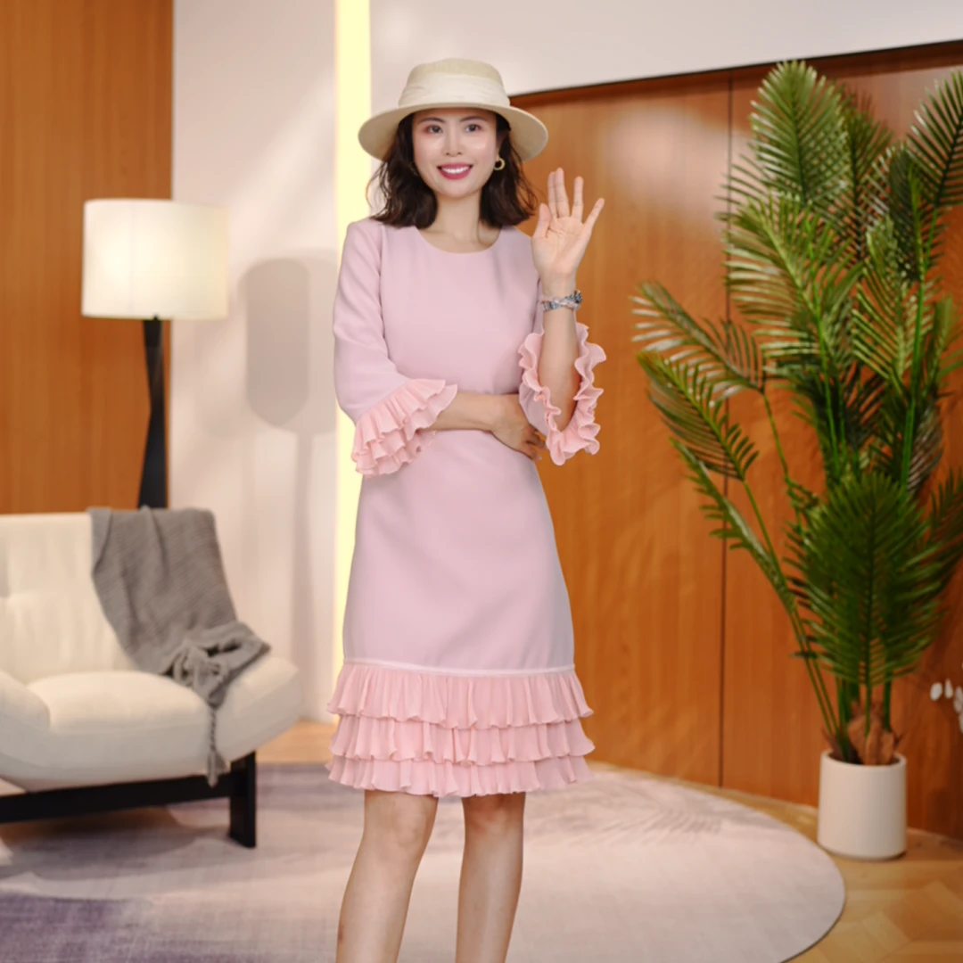 【深圳畅姐】早秋新品法式赫本风重工花边显瘦连衣裙