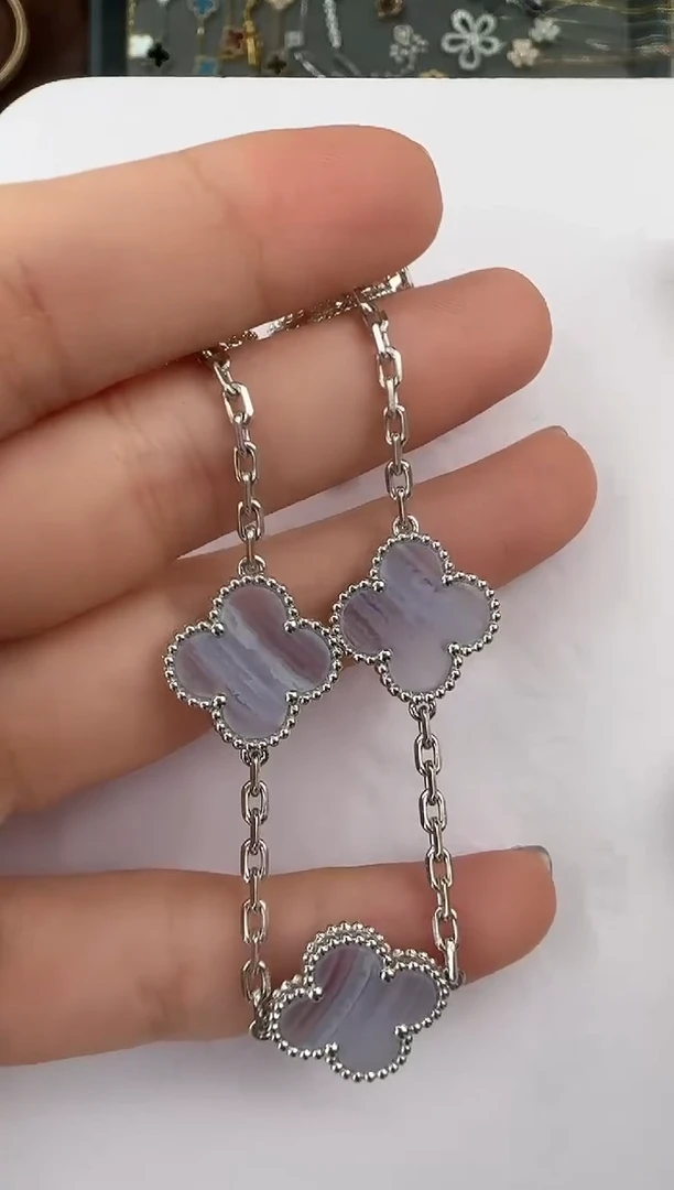 【闪购商品】玛瑙/玉髓手链18K金镶嵌紫玉髓五花手链（高定款）