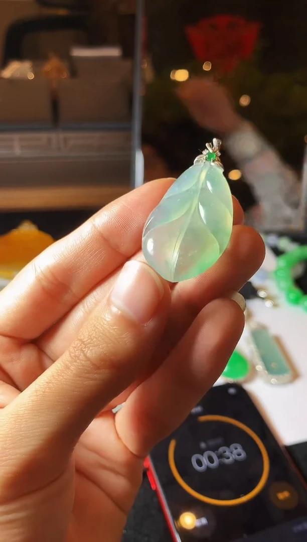 18K金镶嵌定制翡翠沙**壹5084-叶子