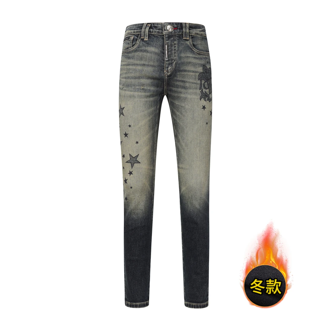 PRATHIKPLEIN皇冠秋冬限定款新款秋冬男士牛仔裤修身时尚弹力