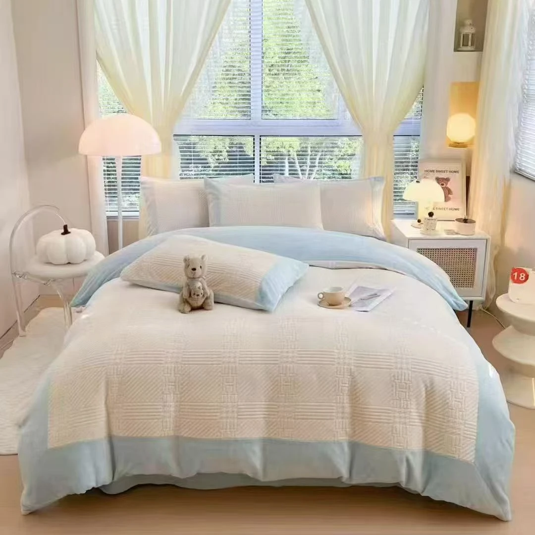 雅利娜 2轻奢冬季牛奶绒 床品 四件套 床笠款