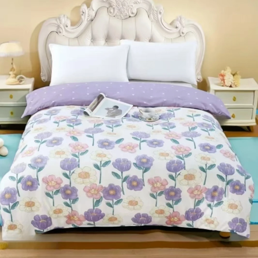 【紫霞A版纯棉床单三件套】高端实体款100棉斜纹全棉印花精梳棉