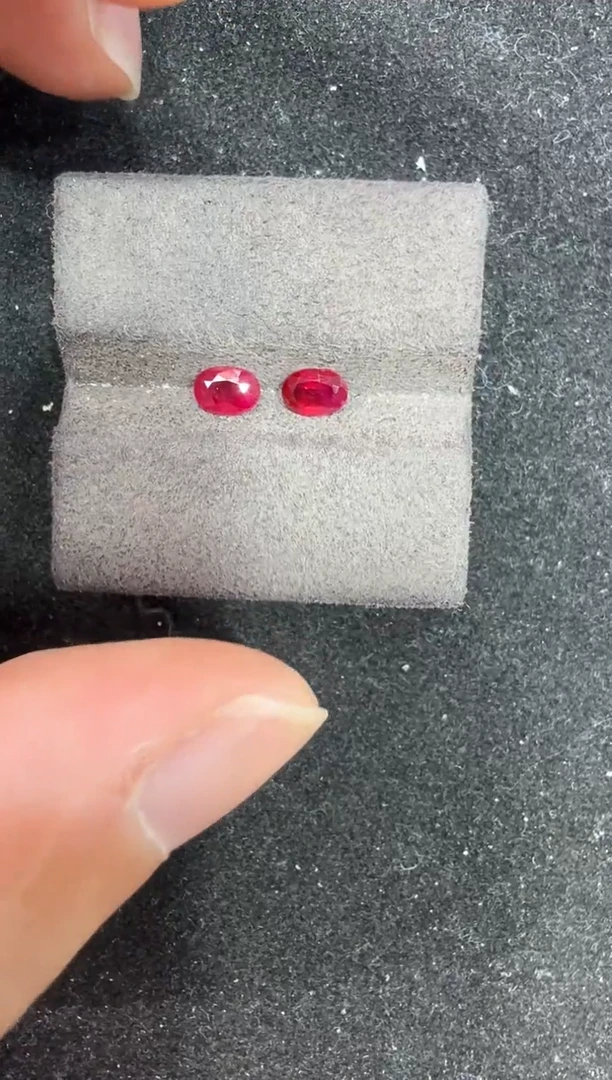 未镶嵌定制定制红宝石我****费天然一对0.83克拉国际证书无烧