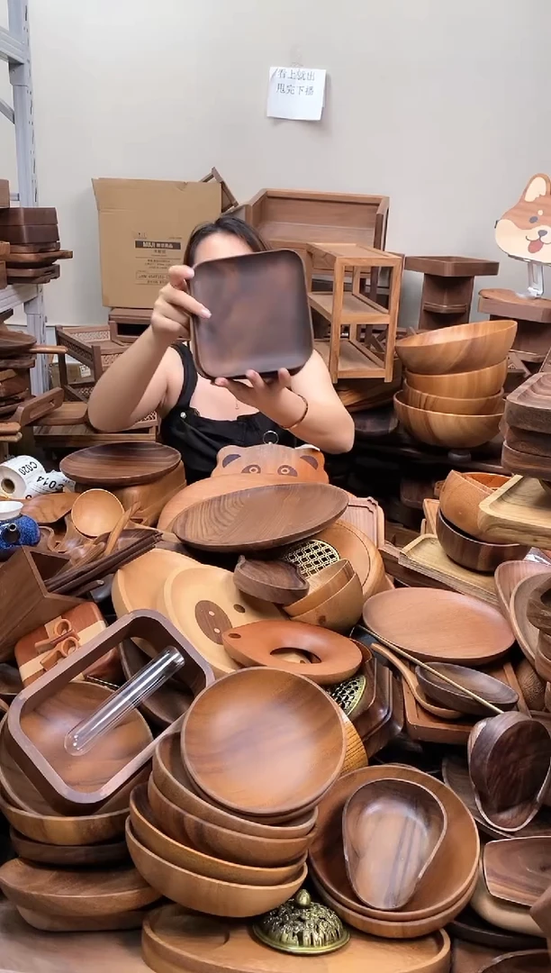 木  南美胡桃木正方盘16.5*16.5*2cm 深色