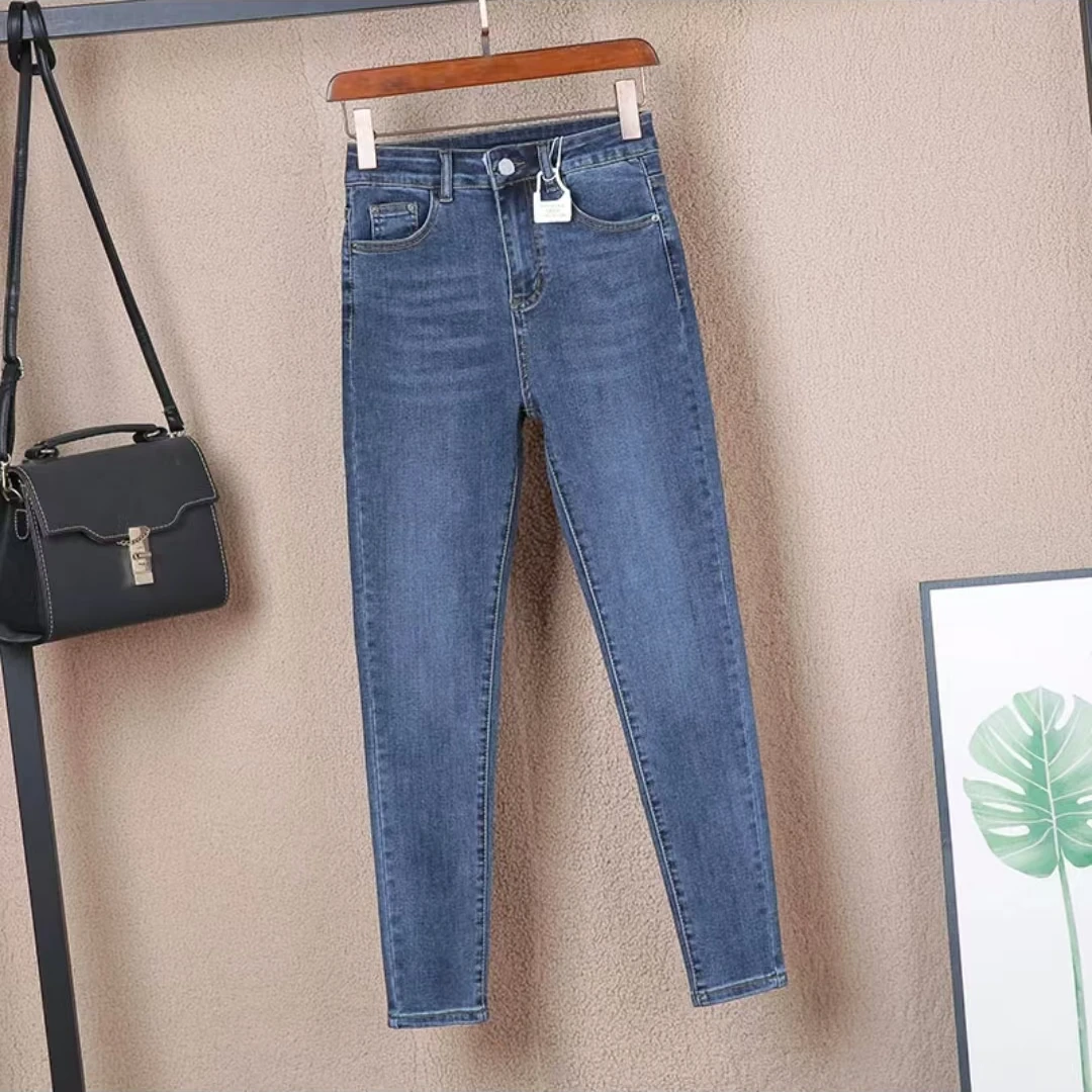 牛仔裤裤子女2025新款宽松百搭高腰显瘦小个子加绒拖地直筒裤