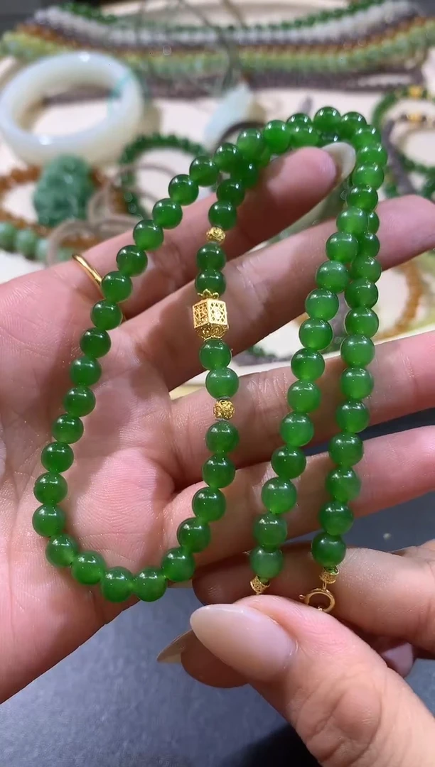 项链18K金镶嵌和田玉W263|3380