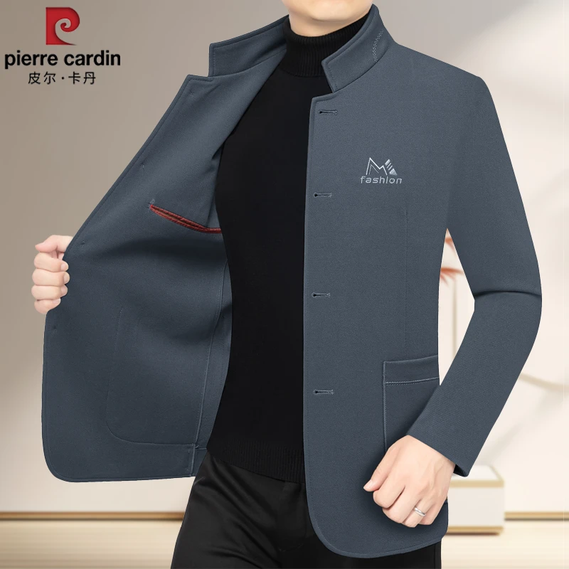 皮尔卡丹男士春秋季男装立领夹克外套商务中年休闲新款爸爸装外套