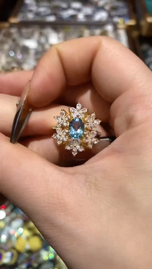 银S925镶嵌戒指托帕石楚楚珠宝中古甄选不退换