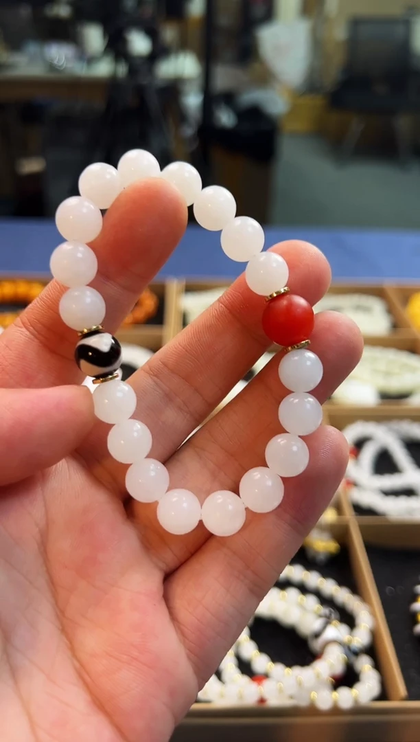 未镶嵌手串和田玉圆珠10+