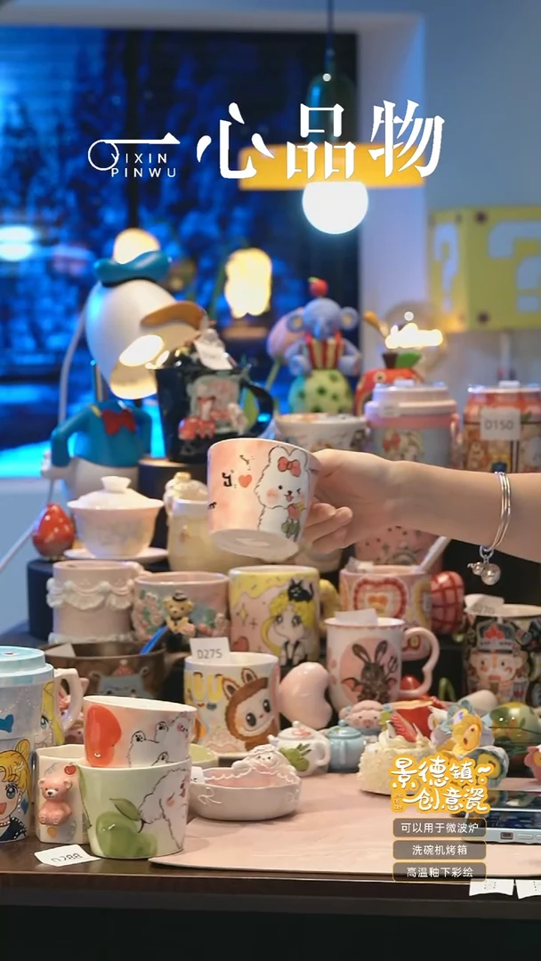 摆件 S224景德镇手工手绘杯子摆件