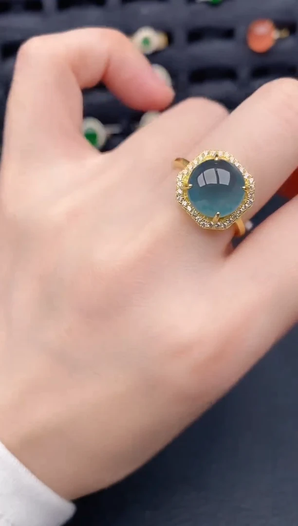 银S925镶嵌戒指翡翠天然a货翡翠139