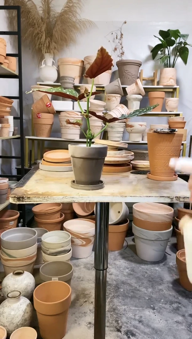 13*13灰陶 2盆2托