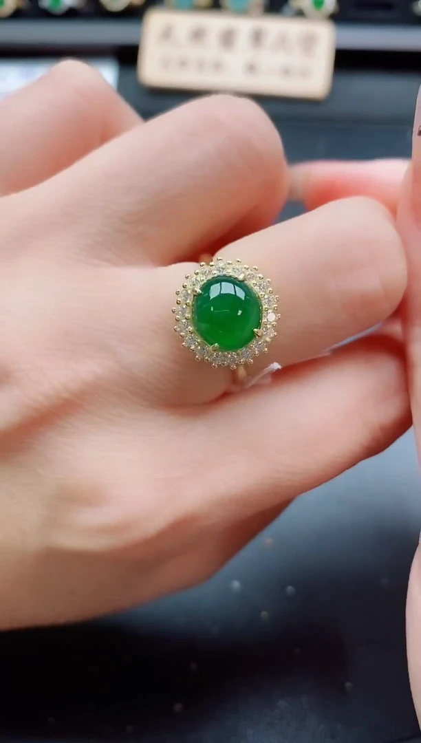 银S925镶嵌戒指翡翠1