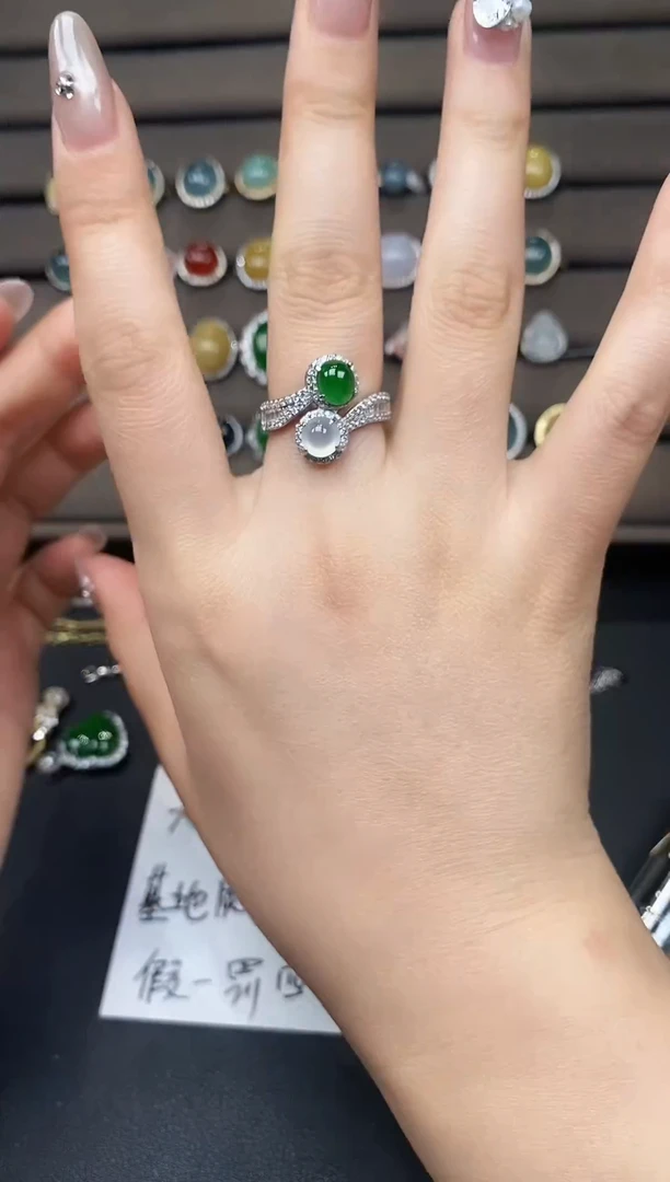 银S925镶嵌戒指翡翠27878