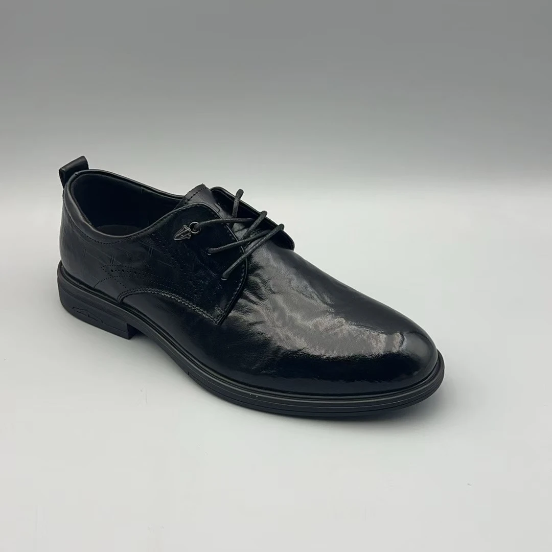 夏季新款轻质厚底圆头系带男士休闲皮鞋43122078