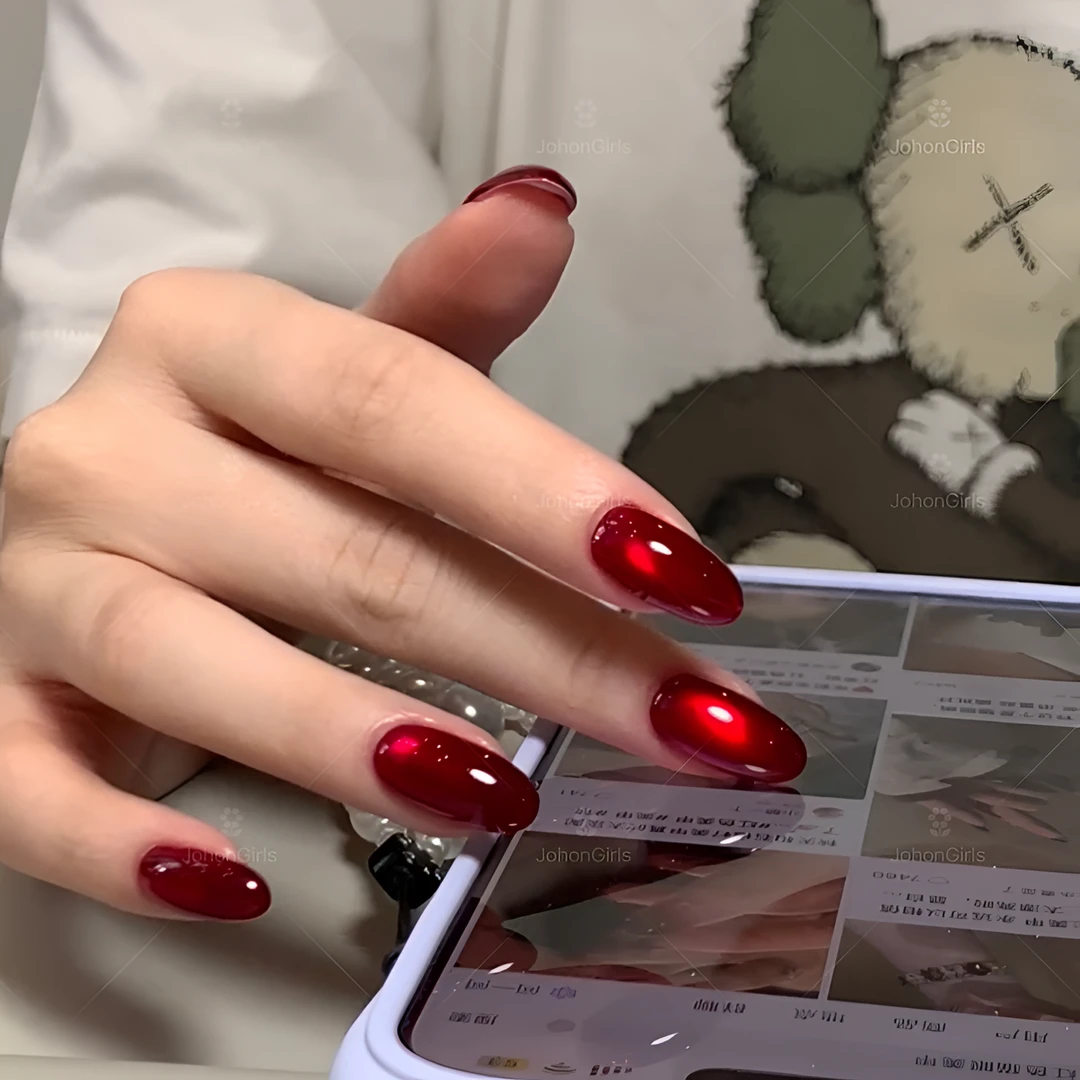 JohonGirls'/琴岛小嫚【微醺玫瑰】秋冬爆款显白猫眼美甲手工穿戴甲