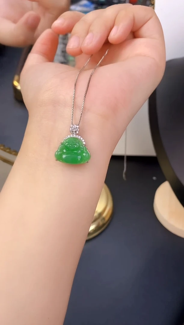 吊坠(不含链)银S925镶嵌翡翠银镶嵌翡翠吊坠