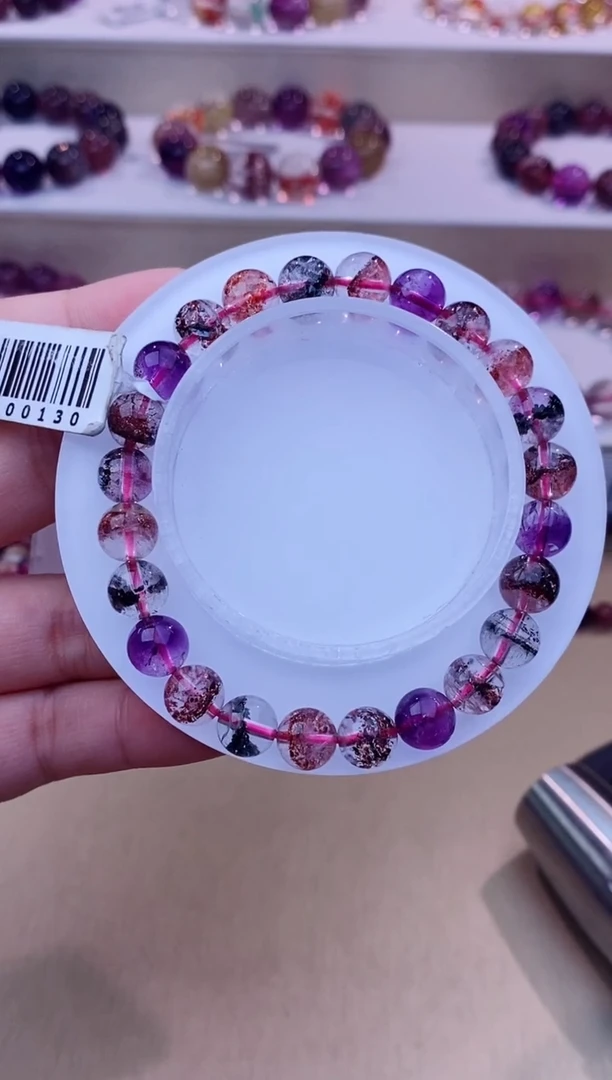 未镶嵌手链水晶黑加仑超七单圈8m+