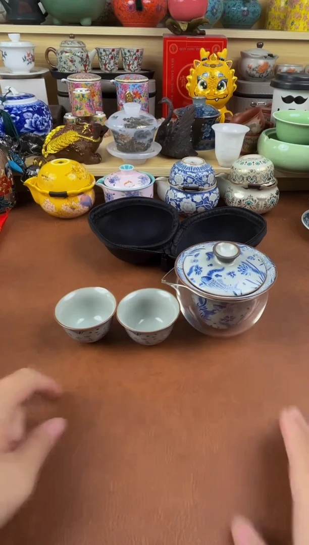 陶瓷茶具摆件旅行套组