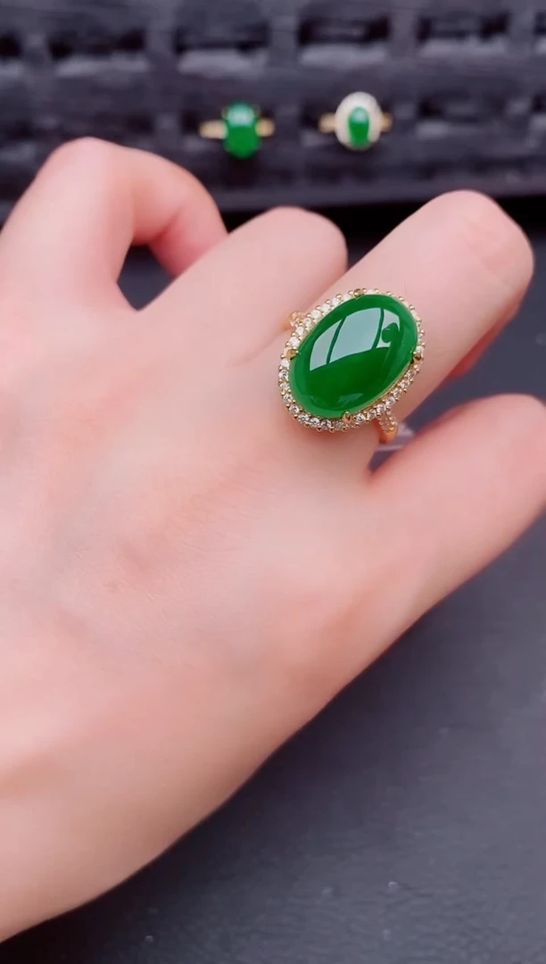 翡翠戒指银S925镶嵌天然a货翡翠202