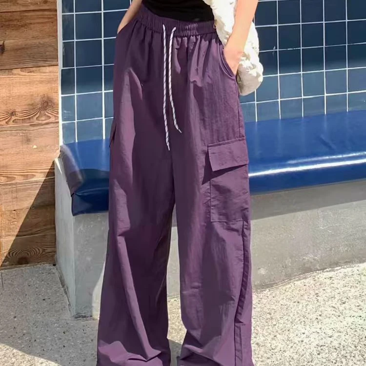 【现货+运补6-8】新款高级酷帅风美式运动速干设计感工装阔腿裤001