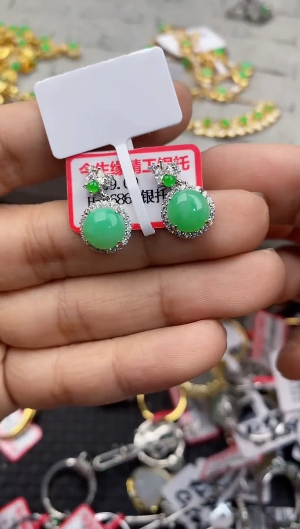 银S925镶嵌戒指翡翠555----1