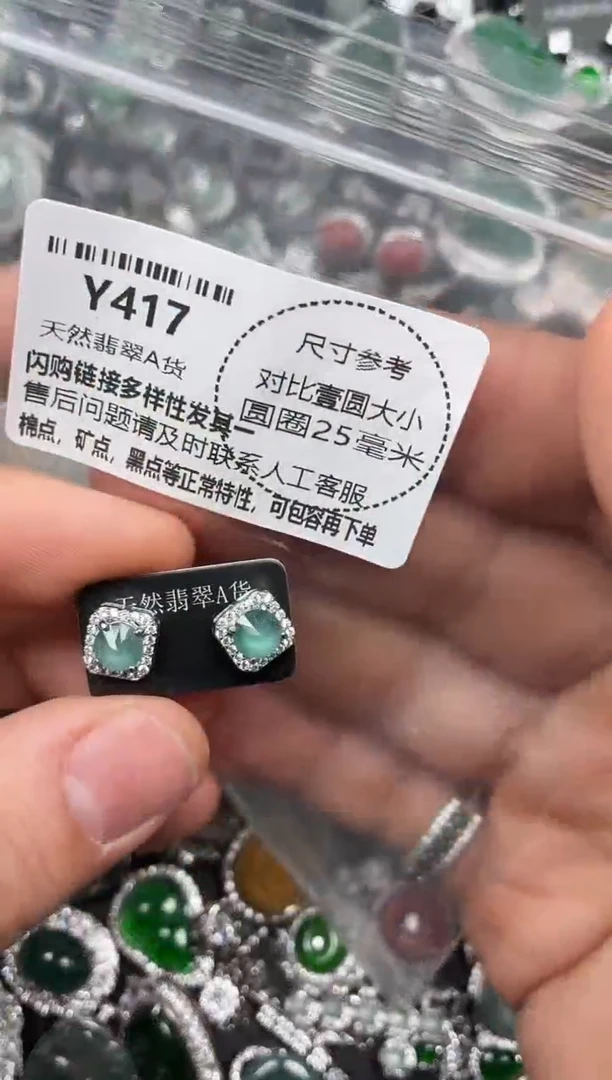 颈饰未镶嵌翡翠Y417耳钉