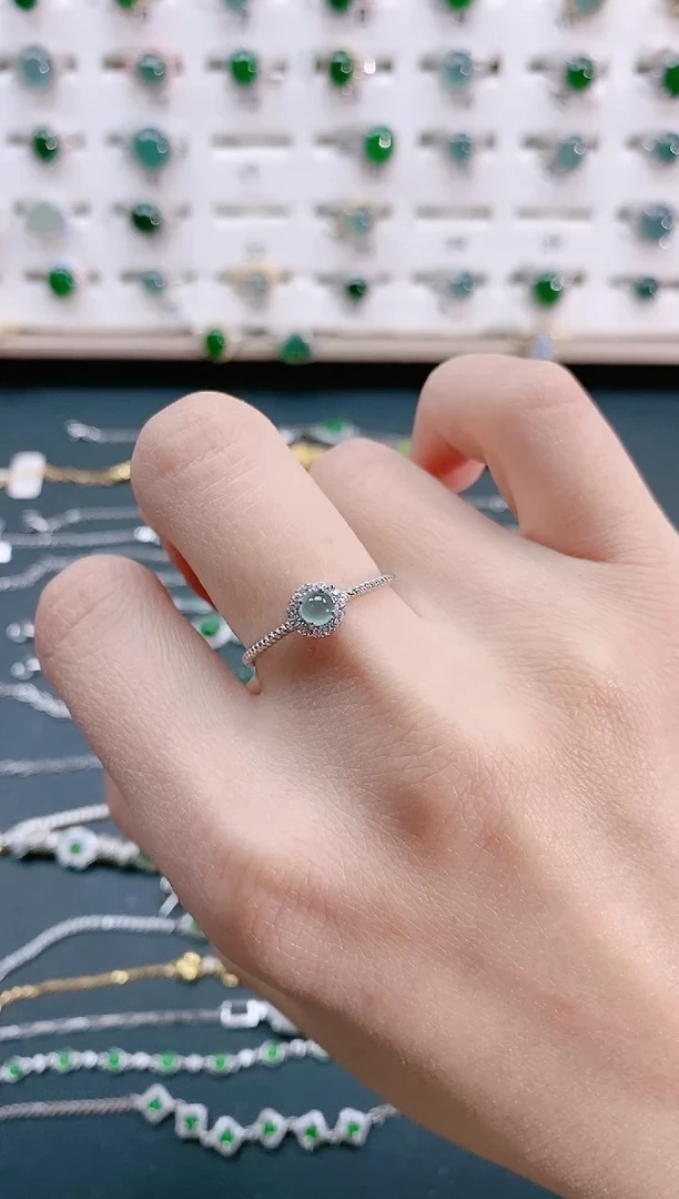 【闪购商品】翡翠戒指银S925镶嵌 天然翡翠