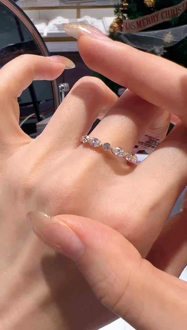 18K金镶嵌实验室培育钻石11-15圈拍下备注@@YHH02878