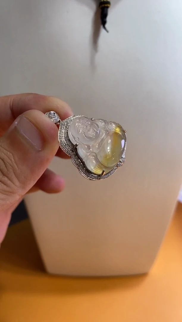 吊坠(不含链)18K金镶嵌翡翠佛公8800