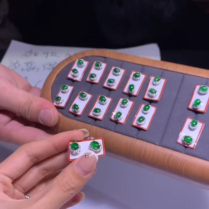 【逍遥精选】天然A货翡翠蛋面耳饰*806/2801/多样性发/1对