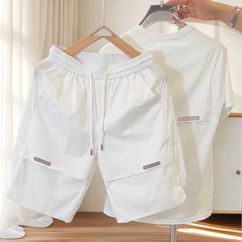 汤米芙兰可男士短袖T恤夏时尚速干轻薄透气运动休闲沙滩短裤套装